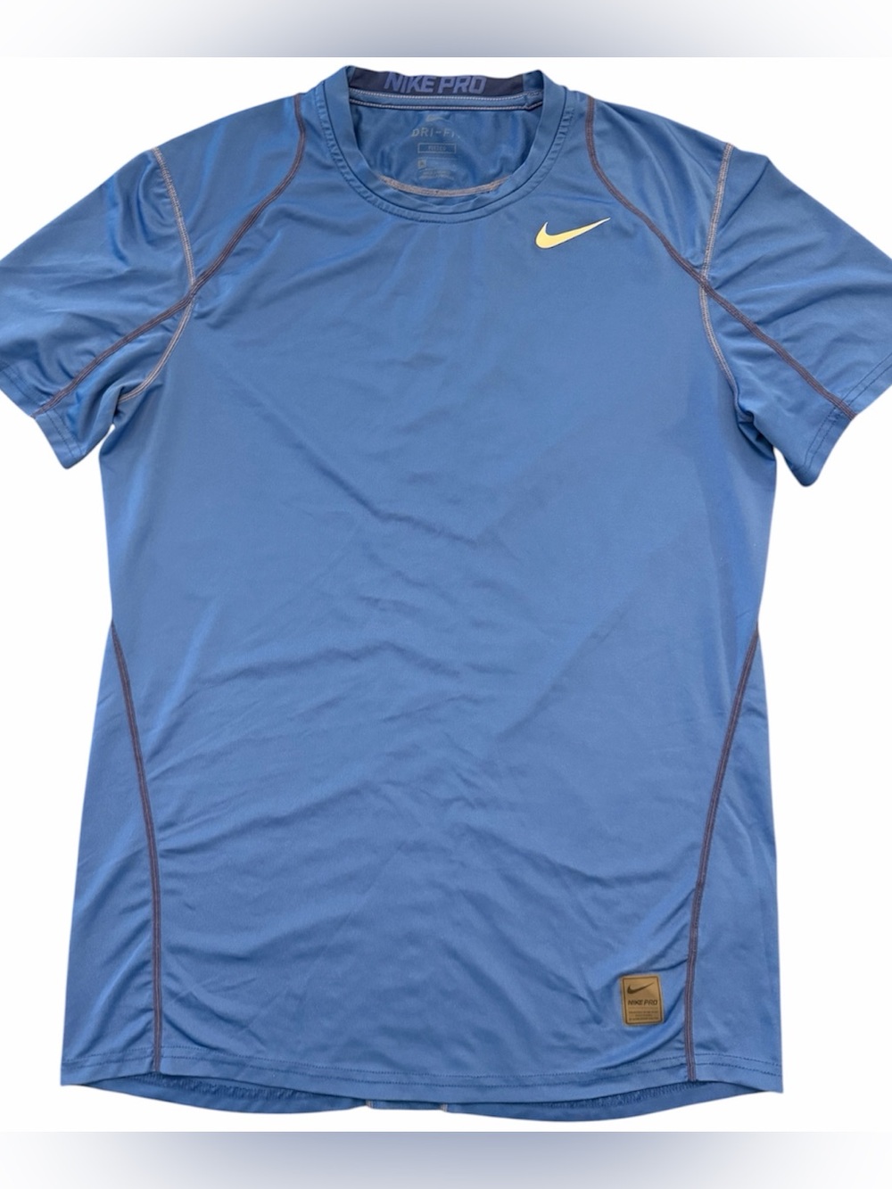 Nike Pro Dri-FIT Fitted Men’s Shirt Blue White Swoosh Size M